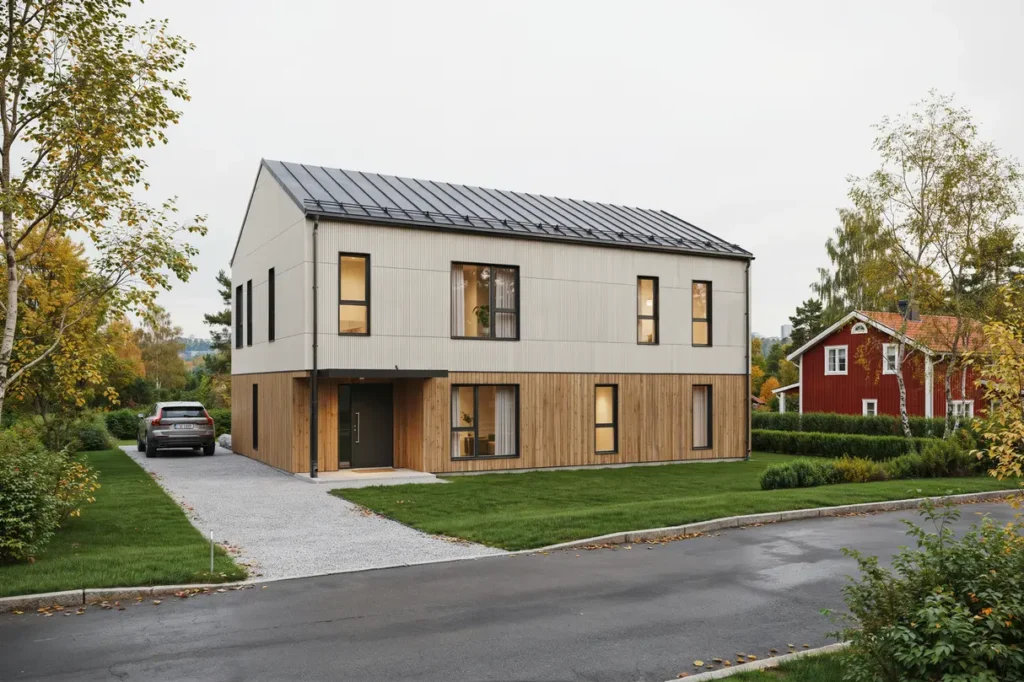 nybyggnation av friliggande villa i sickla stockholm